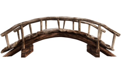 Rustic Wooden Footbridge with Natural Arch Design.