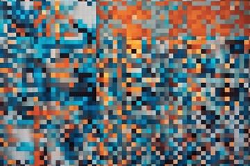 Striking Pixel Mosaic Display with Geometric Patterns and Gradients