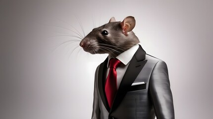 a Rat dressed on an Italian tie and suit. Corrupt rat. Generative Ai