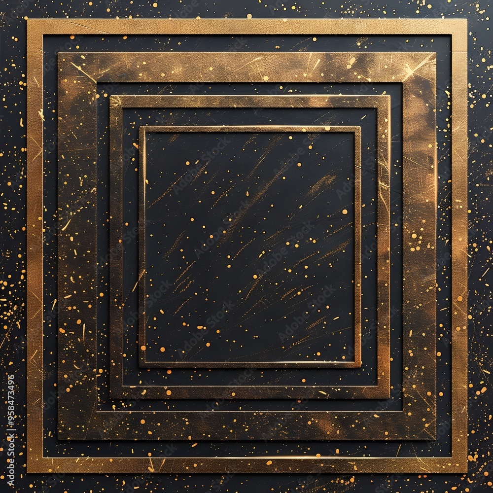 Poster elegant art deco frame with symmetrical patterns on luxurious speckled background