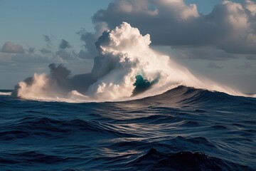 Captivating Ocean Scenery with Deep Navy Resilient Texture and Explosive Turbulence