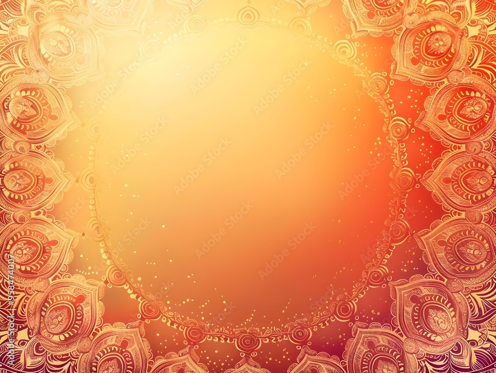 Poster bohemian style mandala frame against earthy gradient background eclectic and concept with copy space