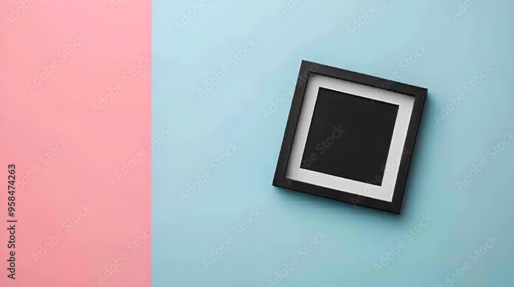 Poster elegant frame on pastel colored background with subtle texture