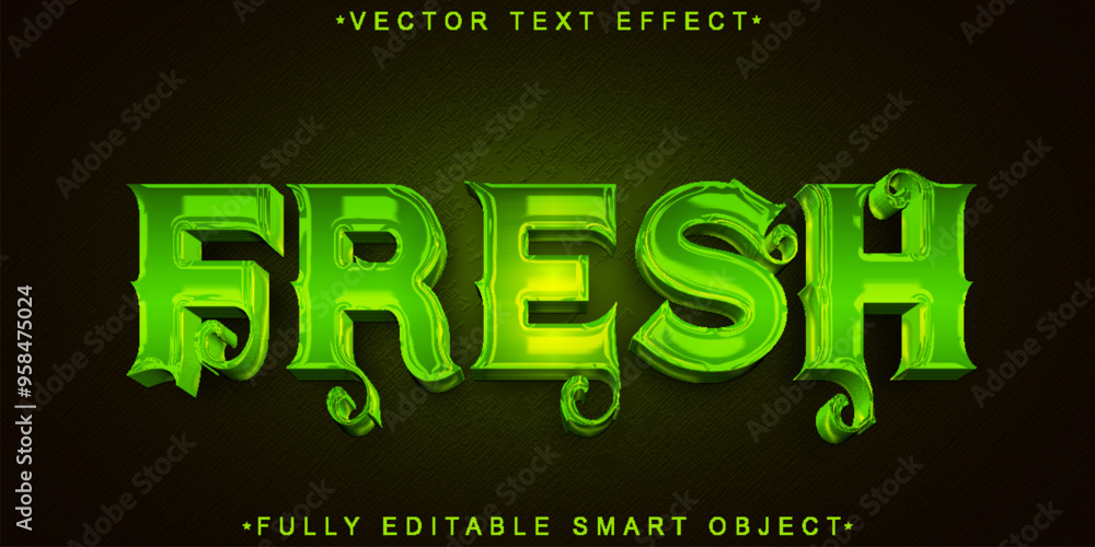 Poster green natural fresh vector fully editable smart object text effect