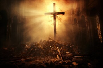 Naklejka premium Christian cemetery cross spirituality.