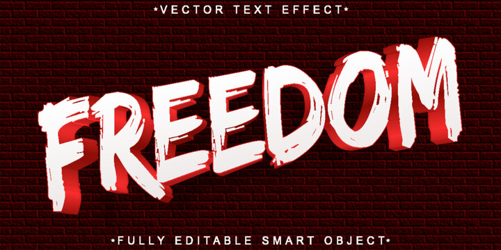 Red Freedom Vector Fully Editable Smart Object Text Effect
