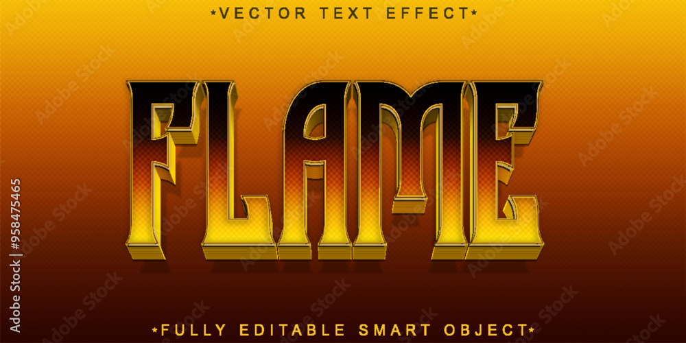Poster flame fire vector fully editable smart object text effect