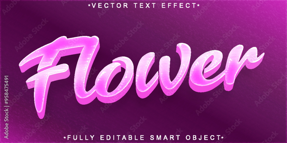 Sticker magenta flower vector fully editable smart object text effect