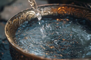 Holy water in Orthodox Christianity, symbol of divine sanctity and purification.