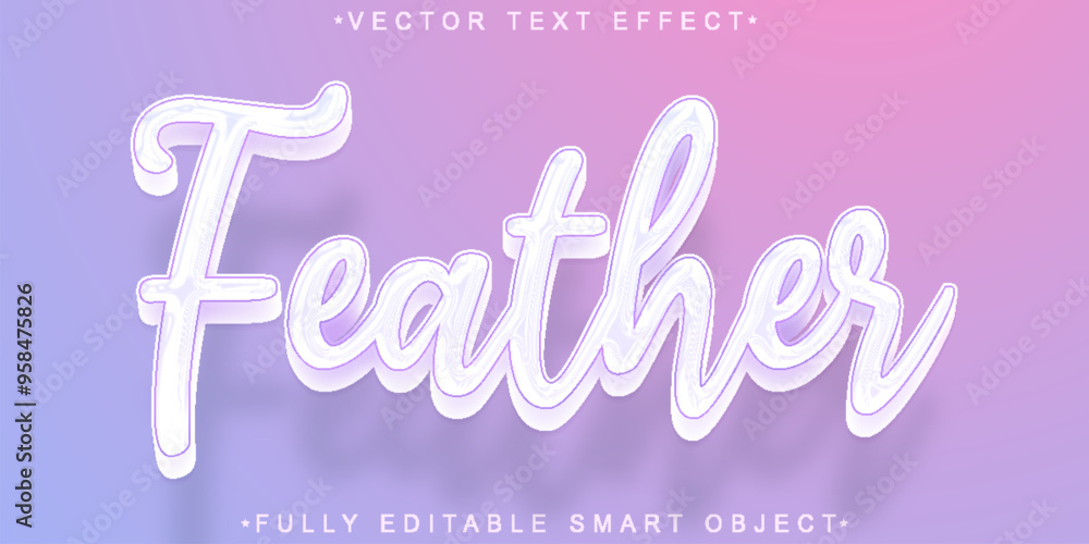 Poster feather vector fully editable smart object text effect