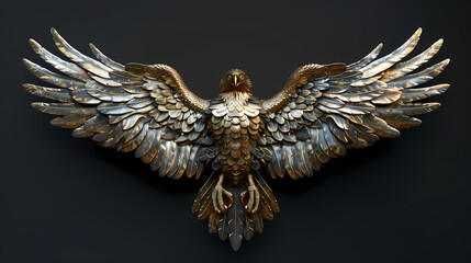 Naklejka premium Luxurious eagle with an open tail, full face, jewelry