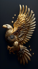 Obraz premium Luxurious eagle with an open tail, full face, jewelry