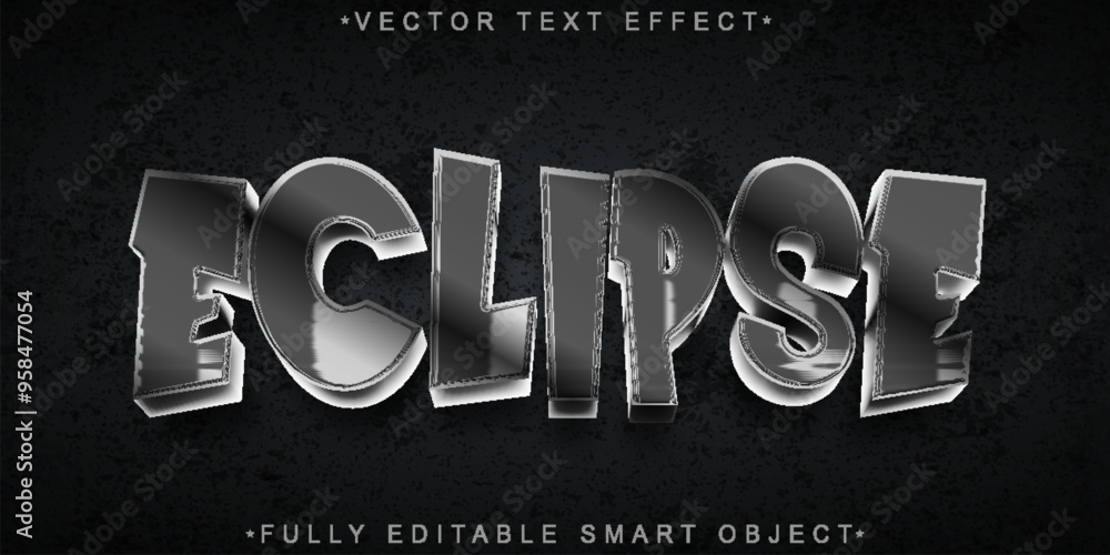 Poster eclipse vector fully editable smart object text effect