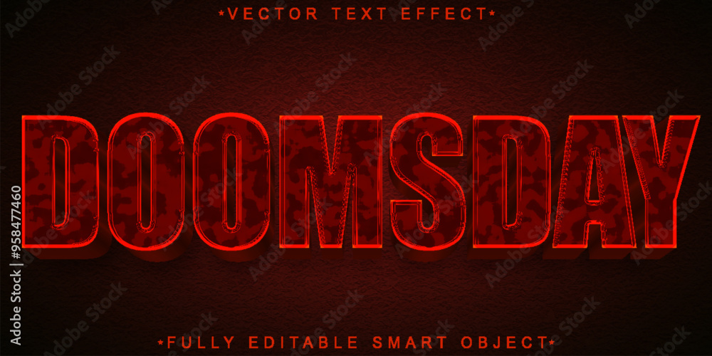 Poster red doomsday vector fully editable smart object text effect