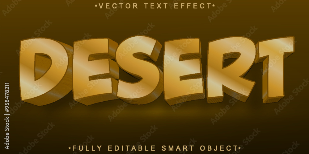 Poster cartoon brown desert vector fully editable smart object text effect