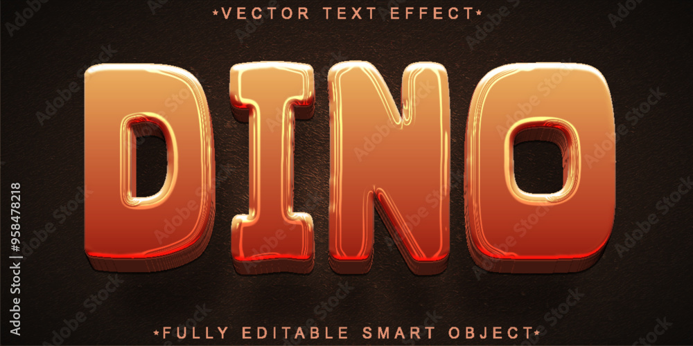 Aufkleber cartoon orange dino vector fully editable smart object text effect