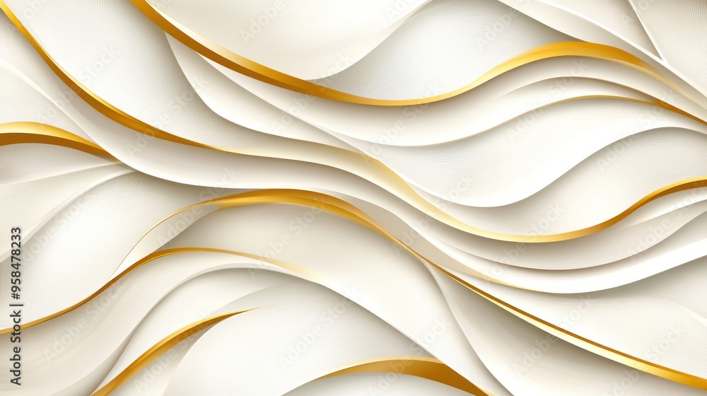 Aufkleber a dynamic pattern showcases flowing waves with golden highlights against a soft, neutral backdrop