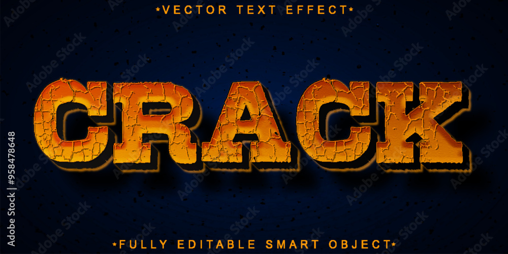 Poster worn crash crack vector fully editable smart object text effect