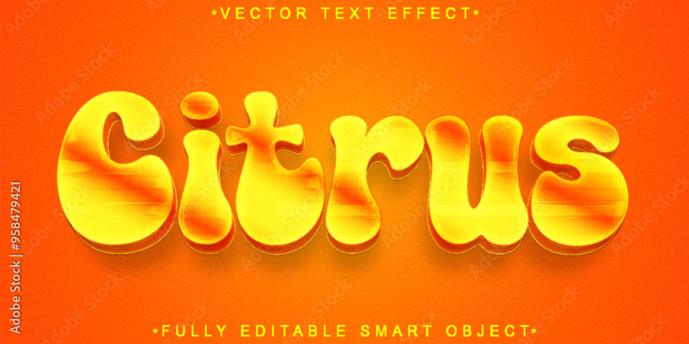 Aufkleber cartoon orange vector fully editable smart object text effect