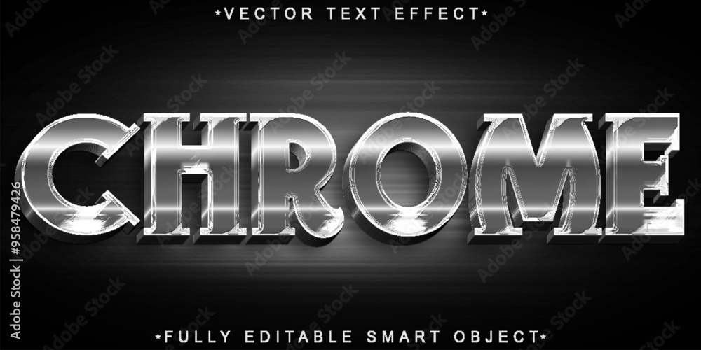 Poster Silver Chrome Vector Fully Editable Smart Object Text Effect