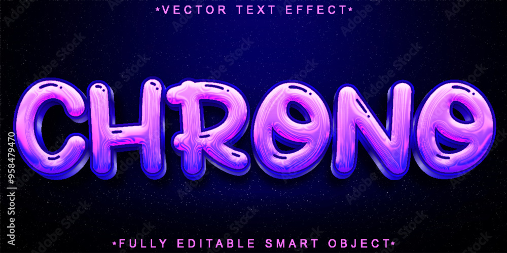 Poster chrono time purple vector fully editable smart object text effect