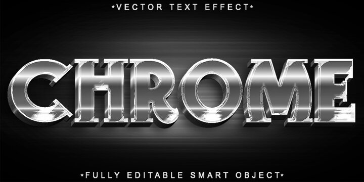 Silver Chrome Vector Fully Editable Smart Object Text Effect
