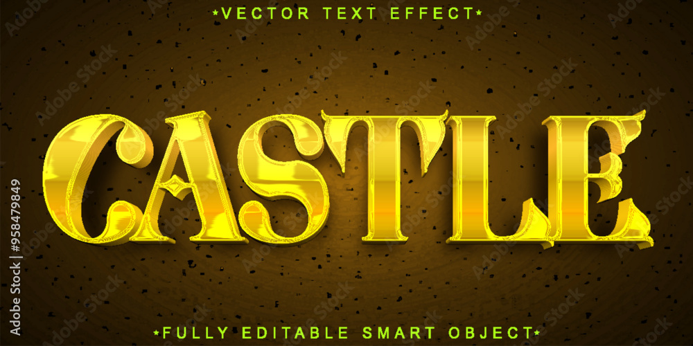 Poster yellow worn castle vector fully editable smart object text effect