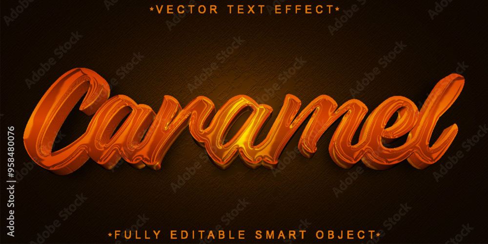 Poster caramel vector fully editable smart object text effect