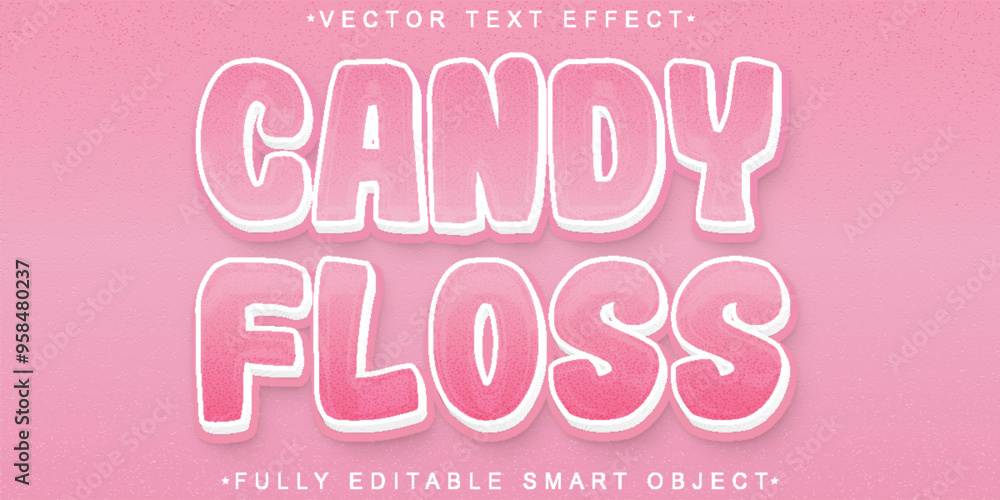 Poster candy floss vector fully editable smart object text effect
