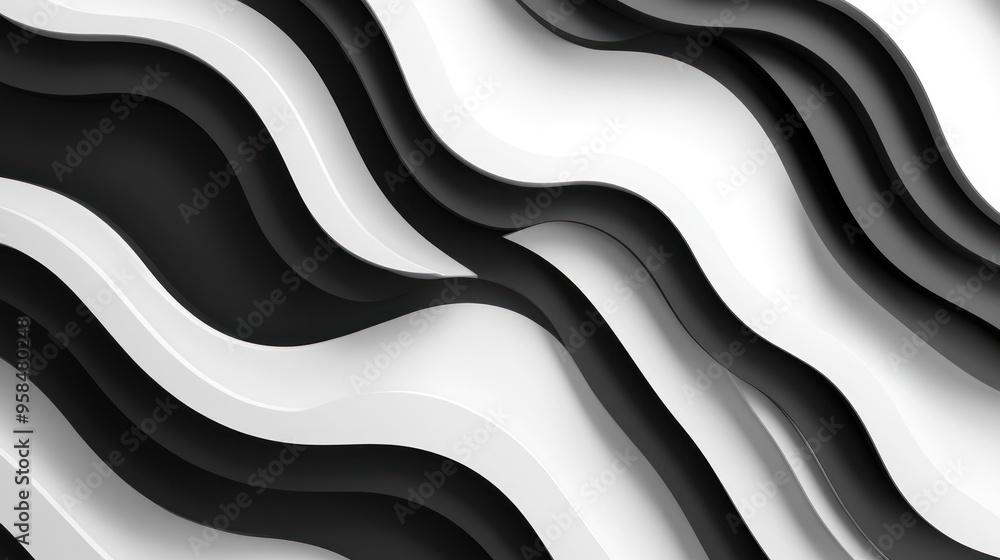 Aufkleber curved lines in black and white blend to create a stylish abstract pattern with a contemporary aesth