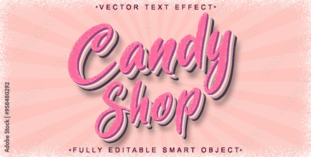 Aufkleber soft pink candy shop vector fully editable smart object text effect