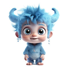 3D cute half-human child character. Remove background. Generative AI (생성형 AI)