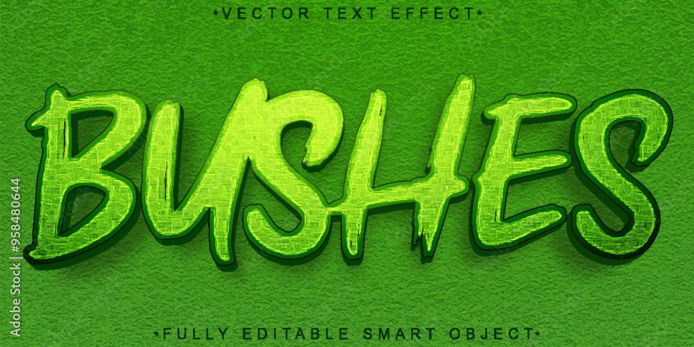 Aufkleber bushes green vector fully editable smart object text effect