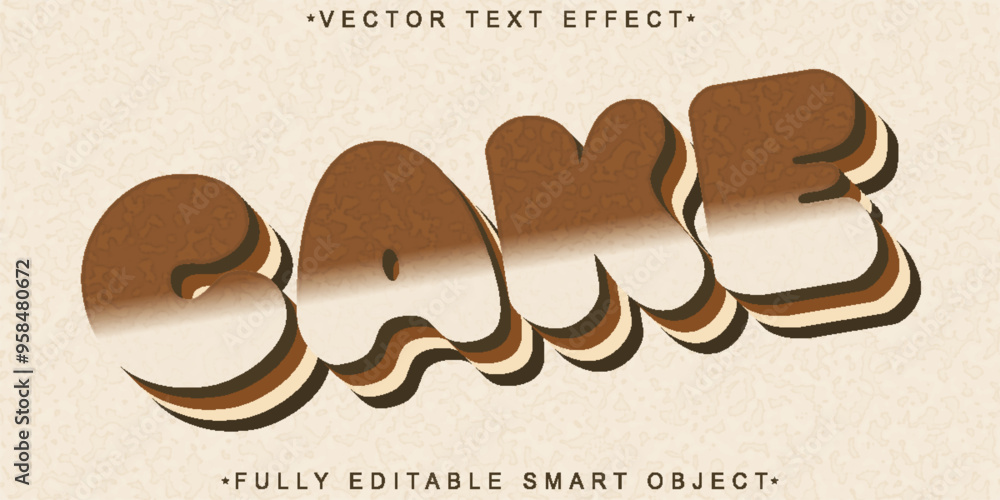 Poster cake vector fully editable smart object text effect