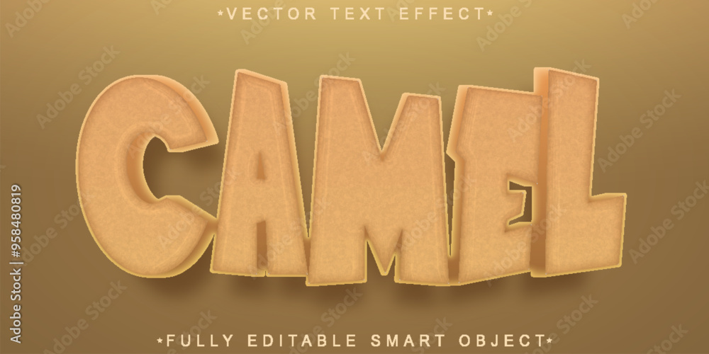 Poster desert camel vector fully editable smart object text effect