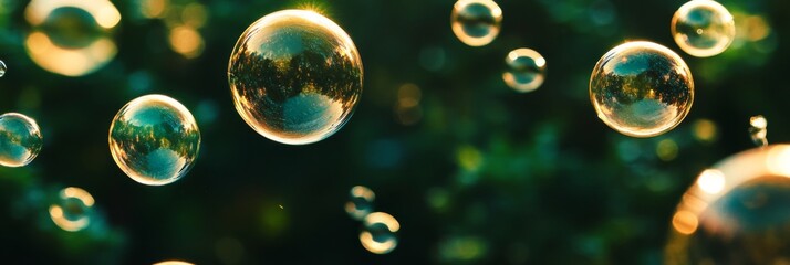 A Beautiful Green Background with Bubbles and Soft Light Effects radiating tranquility