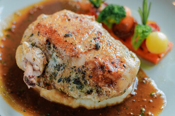 Roasted stuff Chicken breast  grain mustard honey sauce