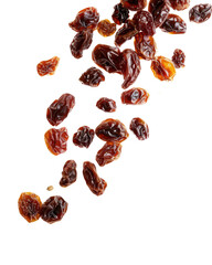 Fototapeta premium falling raisins isolated on white or transparent png