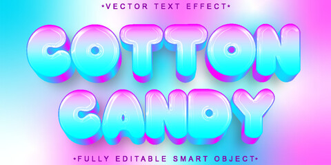 Pink Cute Cartoon Cotton Candy Vector Fully Editable Smart Object Text Effect