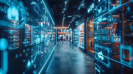 AI Powered Futuristic Retail Store with Seamless Holographic Displays and Augmented Shopping Experience