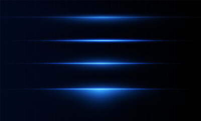 Laser lines of light. Horizontal neon light. Neon blue horizontal speed lines. Glowing stripes. Laser beams. light lines of movement and speed in neon color.Beautiful flash of light and sparks.