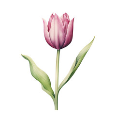Fototapeta premium Single Tulip Bud Clipart Illustration