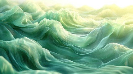 Obraz premium Abstract Surface with Wind Flickering Effect - Ethereal Green Waves in Motion