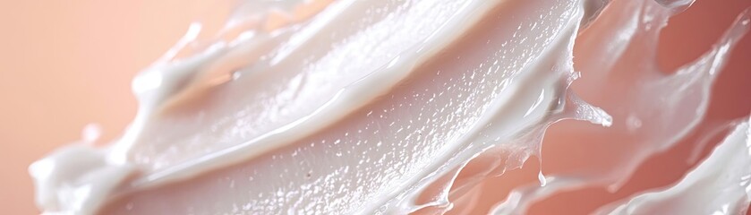 Fototapeta premium Smooth and creamy texture of moisturizer on a gentle background, highlighting skin care beauty and hydration.