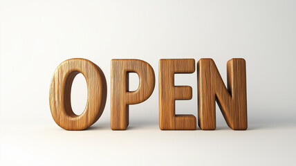 3D木製ブロック文字の「OPEN」