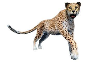3D Rendering Big Cat Cheetah on White