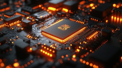 Obraz premium Close-up of a Microprocessor on a Circuit Board