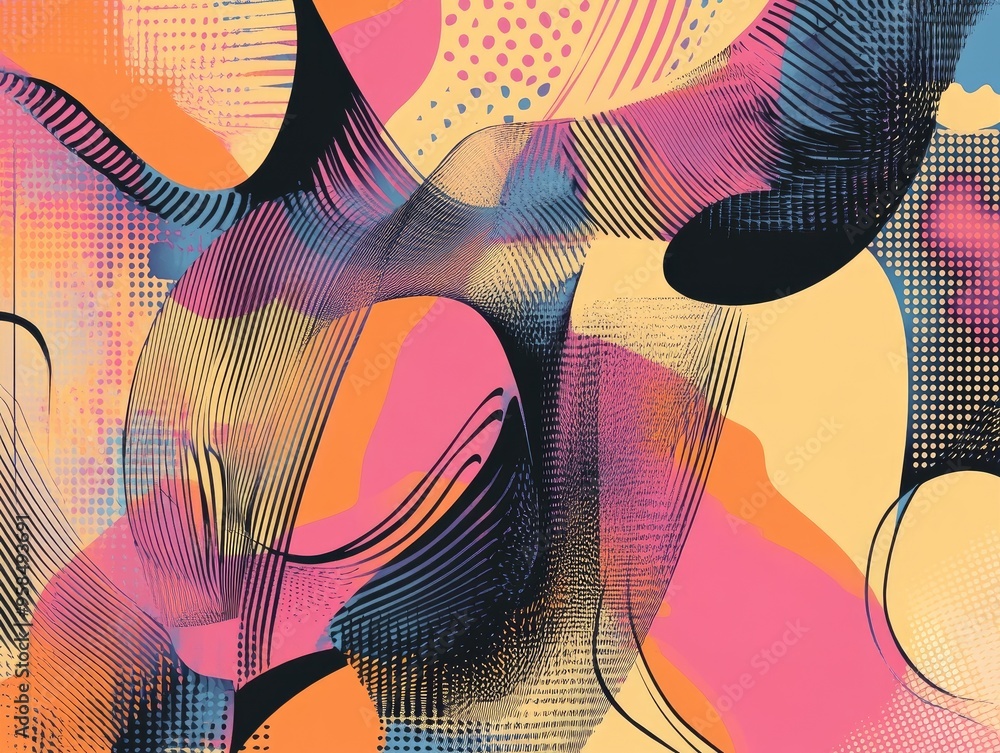 Poster vibrant abstract linear pattern featuring line art modern design background with geometric elements 