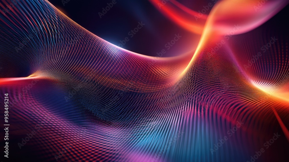 Poster abstract background created using computer generated line art illustration