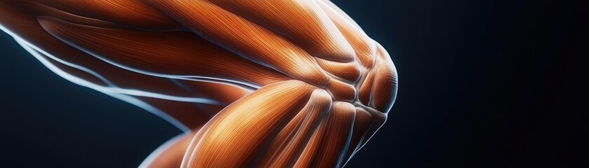 Close-up view of a perfectly toned muscle showcasing strength and definition against a dark background.